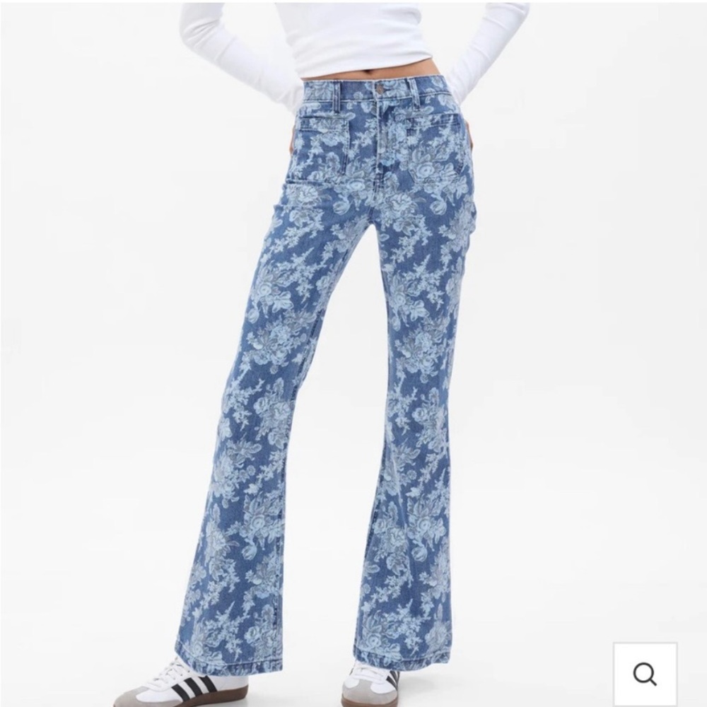 LoveShackFancy x Gap High Rise Floral Flare Jeans, Size 27/4